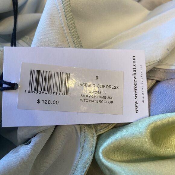 WeWoreWhat Slip Maxi Satin Dress XS Rainbow Babydoll Flowing Tiered Dainty Party - Picture 9 of 11